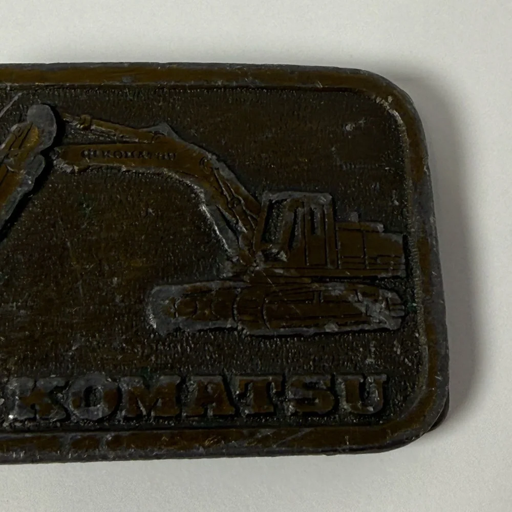 Vintage KOMATSU Construction Heavy Equipment Machinery Belt Buckle Excavator USA